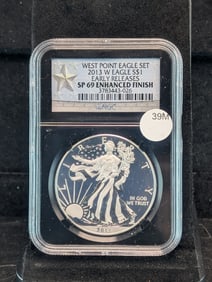 2013-W Enhanced Finish Proof Silver American Eagle Graded SP 69 Enhanced Finish By NGC Grading