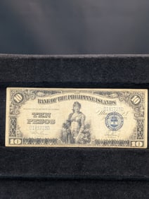 Philippines 1928-Ten Peso Note- American Colonial Blue seal note- VF?