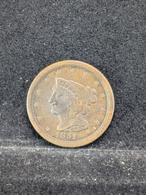 1851 United States Braided Hair Half Cent. Rare Vintage Type Coin.