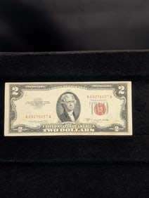 1953B Red Seal 2 Dollar Bill. Really nice shape with no tears or writing.??