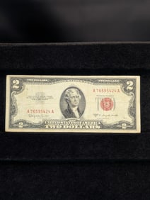 1953C Red Seal 2 Dollar Bill. Really nice shape with no tears or writing.??
