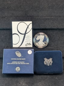 2008-W Proof American Silver Eagle, .999 Fine Silver One Troy Ounce in OGB & COA