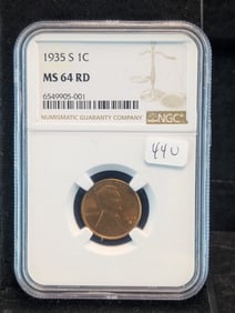 1935-S Better Dater NGC MS 64 Red Lincoln Wheat Cent. List is $48.?