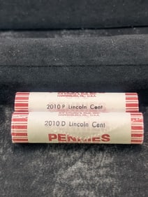 (2 Rolls) 2010 P&D First Year Shield Cents Red BU