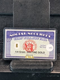 .999 Fine Gold, (Social Security That Will Not Fail) 0.25 grain, Wealth you can Hold, Sealed-New!