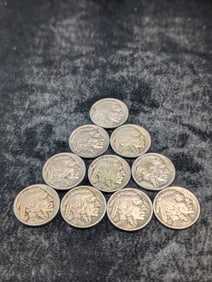 10 Mixed Date Buffalo Nickels Low Grade