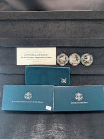 1994-P US. Veterans Commemorative 3-Silver Dollars Coin Set in OGP W/Coa