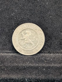 1862 (EF, Amazing Details, Lion Coin) Low Mintage, Belgium 2 Centimes, 163 Years Old!