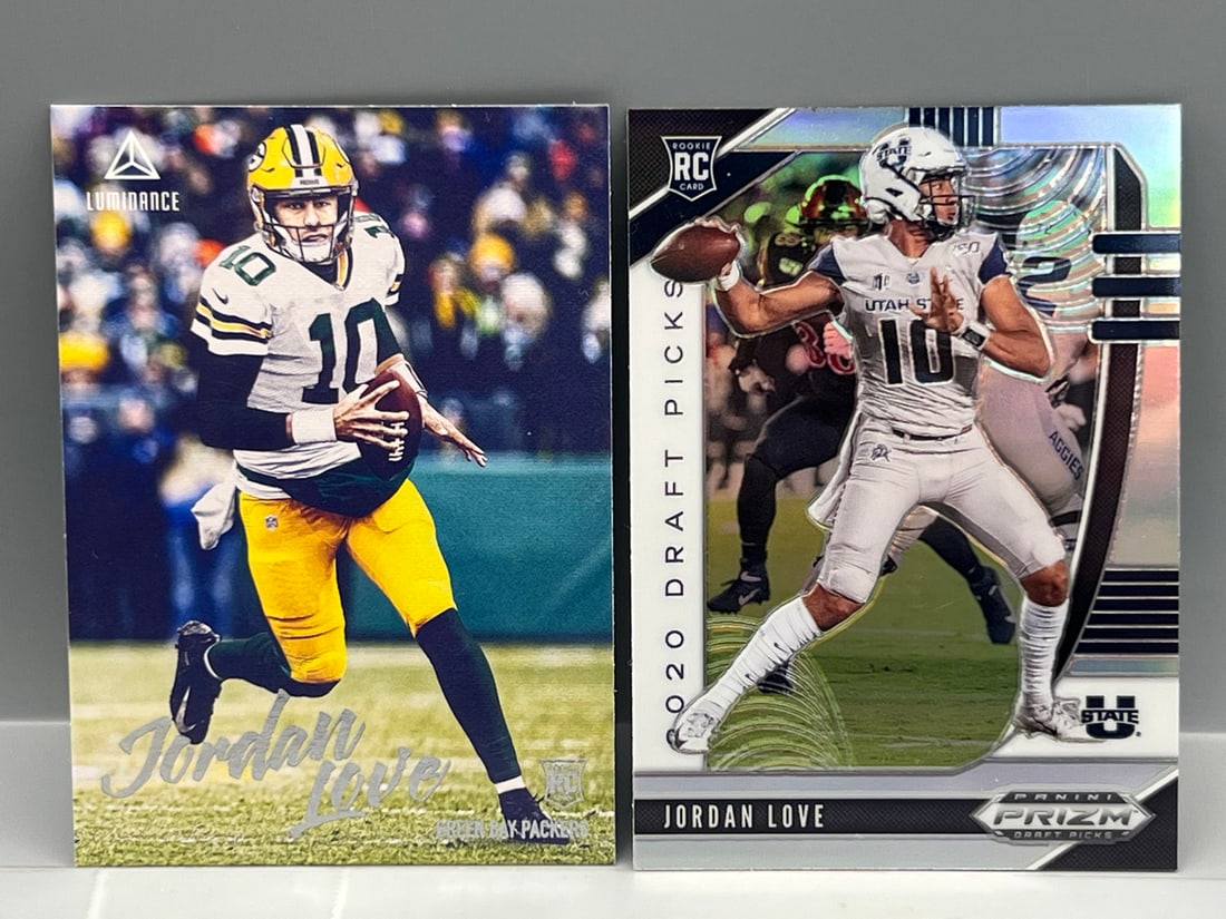 2020 Panini Chronicles Jordan Love RC #204 & Panini Prizm Draft Picks Jordan Love Silver RC #148 (1 of 2)