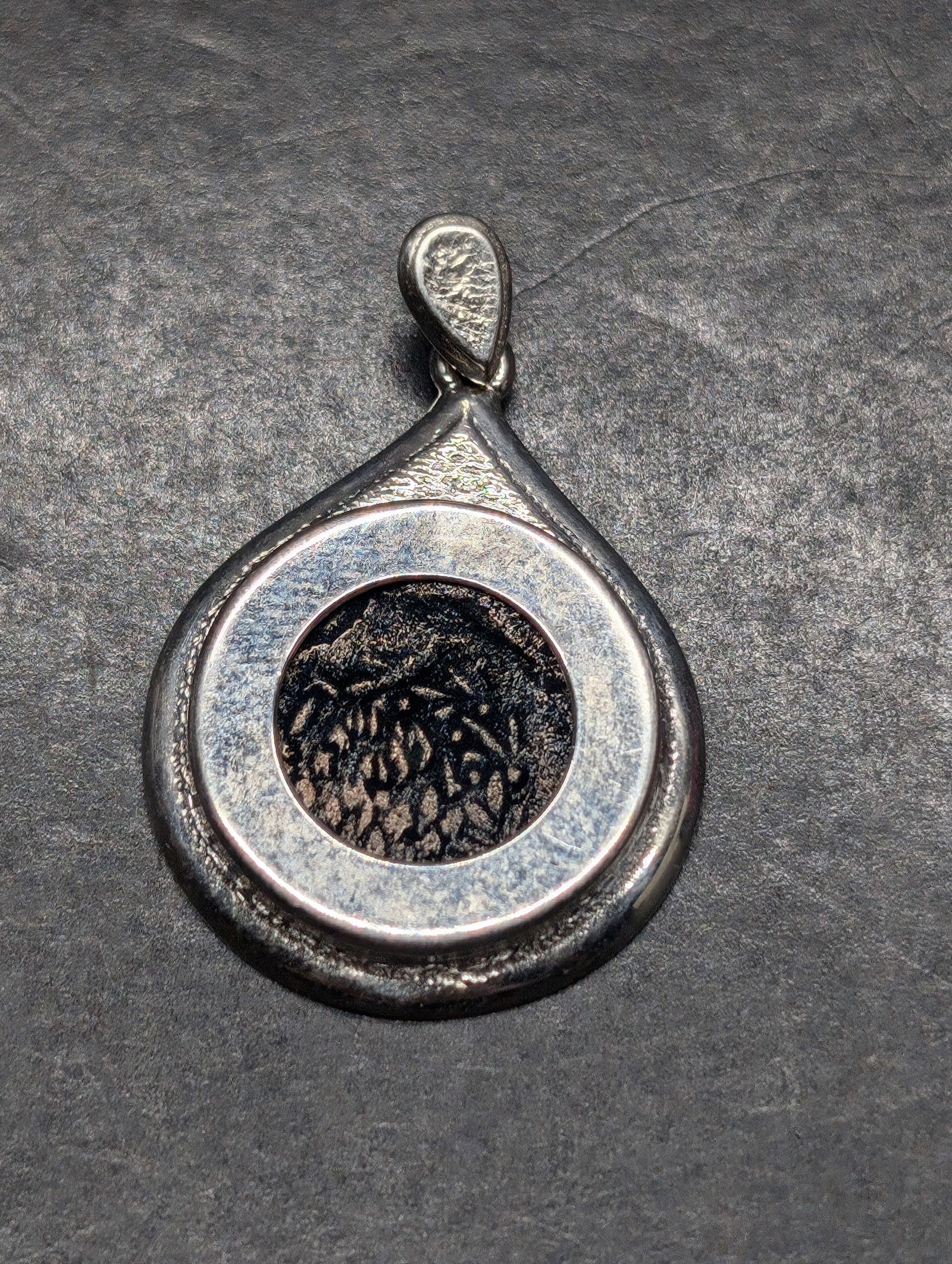 Judea Jannaeus c.104-76 Prutah - Widow's Mite w/ Double Cornucopia *RARE TYPE* in SOLID SILVER Bezel (1 of 4)