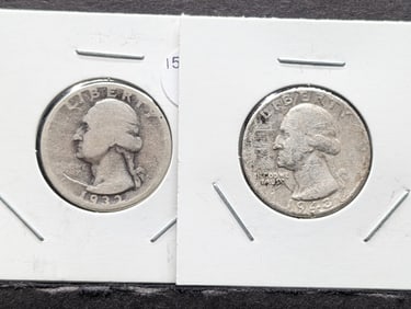 1932 First Year & 1943-90% Silver Washington Quarters