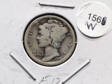 1916 First Year Mercury Dime F