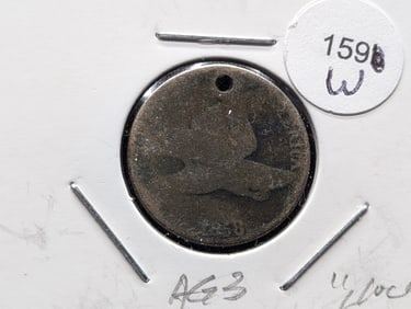 1858 LL Flying Eagle Cent "Holed" AG