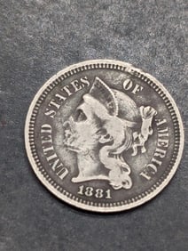 **VF** 1881 Three Cent Nickel