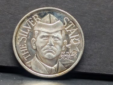 1 Oz. .999 FINE SILVER The Silver Star - Oliver North Designed Round