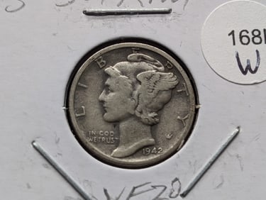 1942 D/D Mercury Dime VF
