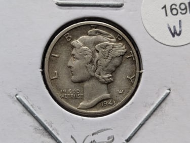 1943 D/D Mercury Dime VF