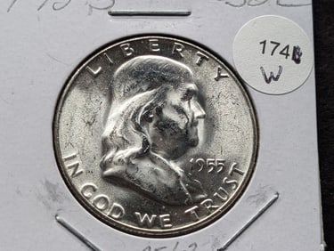 1955 Franklin Half Dollar 90% Silver MS