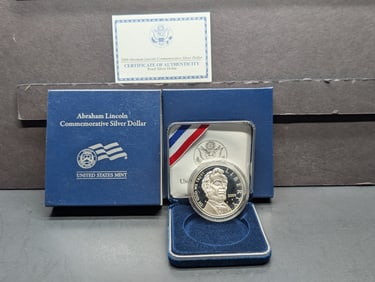 2009-P PROOF Abraham Lincoln Commem Silver Dollar in OGP w/ COA