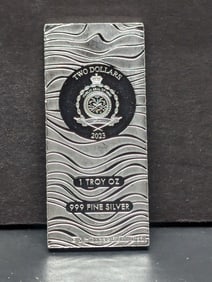 1 Oz. .999 FINE SILVER 2023 Niue $2 Designed Art Bar