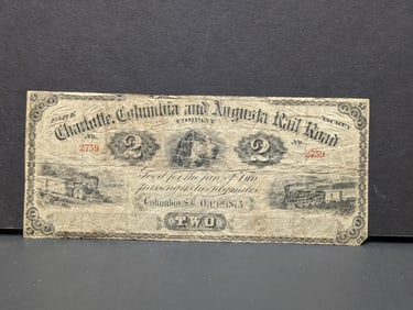 Columbia, South Carolina October 1st, 1873 - Charlotte, Columbia & Augusta Rail Road Company $2.00