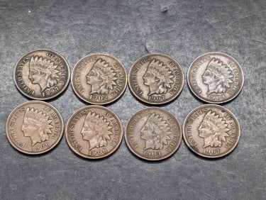 Lot of 8 Various Dated High Grade Indian Head Cents