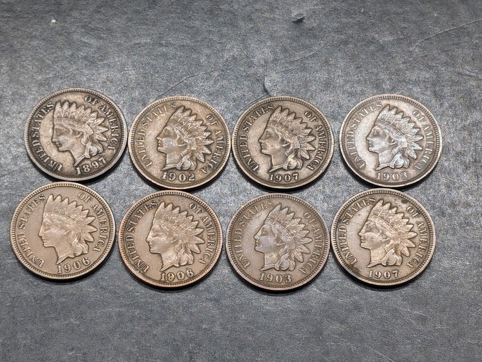 Lot of 8 Various Dated High Grade Indian Head Cents (1 of 3)