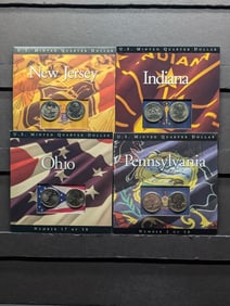 Lot of Four Various Statehood Quarters in State Information Displays (P&D Mint)