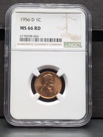 1956-D Lincoln Wheat Cent - NGC MS66 RD