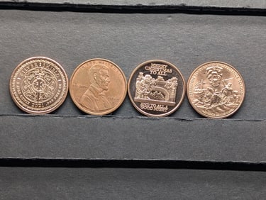 1 Oz. Each .999 FINE COPPER Various Designed Rounds (4 PCS)