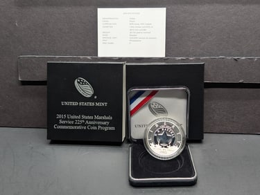2015-P PROOF U.S. Marshals Service 225th Anniv. Commem Silver Dollar in OGP w/ COA