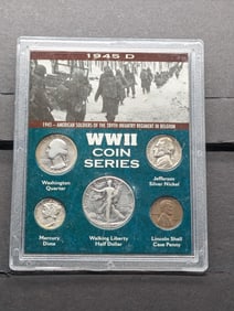 1945-D WWII Coin Collection in Display w/ COA