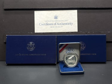 1987-S PROOF U.S. Constitution Commem Silver Dollar in OGP w/ COA