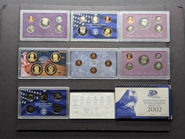 Lot of 7 Various Partial U.S. Mint Proof Sets in OGP
