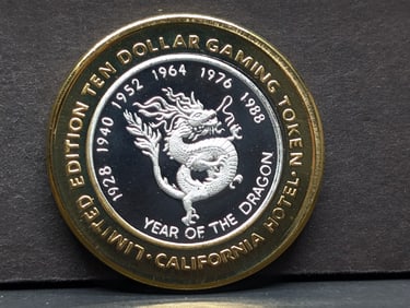 Limited Edition .999 FINE SILVER CENTER Sam Boyd's California Hotel Casino $10 Gaming Token