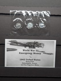 WWII Emergency Money -  1943 Lincoln Steel Cents in High Grade