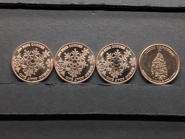 1 Oz. Each .999 FINE COPPER Various Designed Rounds (4 PCS)