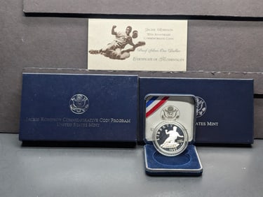 1997-S PROOF Jackie Robinson Commem Silver Dollar in OGP w/ COA