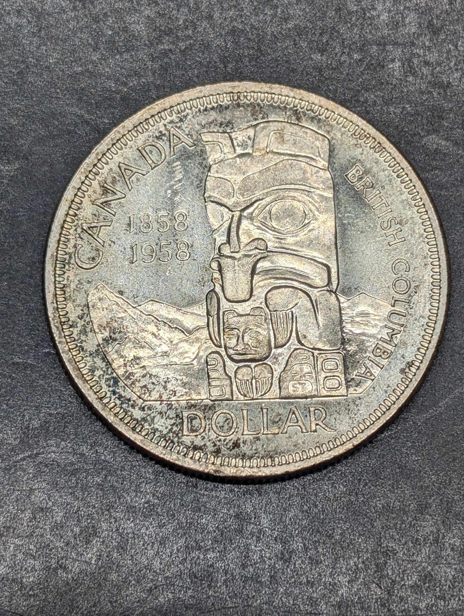**UNC** 1958 Canada 1 Silver Totem Dollar (1 of 2)