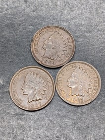 Lot of Three **AU** Indian Head Cents