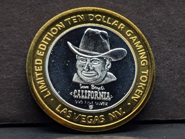 Limited Edition .999 FINE SILVER CENTER Sam Boyd's California Hotel Casino $10 Gaming Token