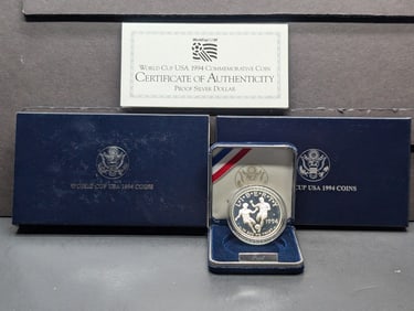 1994-S PROOF World Cup USA Commem Silver Dollar in OGP w/ COA