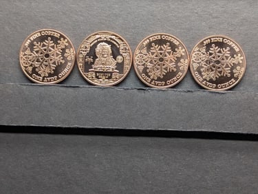 1 Oz. Each .999 FINE COPPER Various Designed Rounds (4 PCS)
