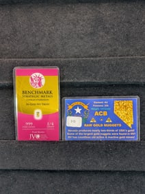 Bench mark 1/4 Grain .999 Fine Gold & 1/4 Grain Raw Gold Nugget