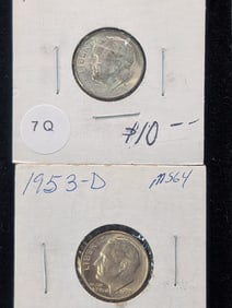 (2) Roosevelt Dimes 1953-D, 1953-S