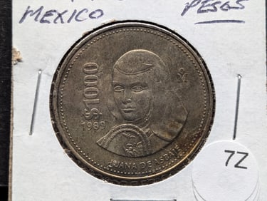 1989-Mo Mexico 1,000 Pesos, KM#536