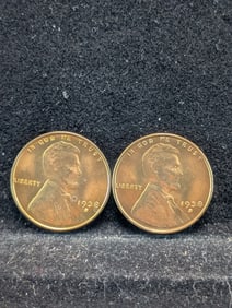 (2) 1938-S Brilliant Uncirculated Lincoln Head Wheat Cents.