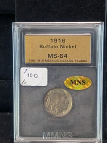 1916 Buffalo Nickel Slabbed by MNS