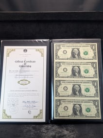World Reserve-2009- four $ 1.00 note sheet/ in folder?