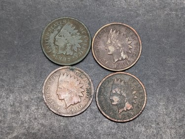 1897, 1896, 1900, & 1901 Indian Head cents